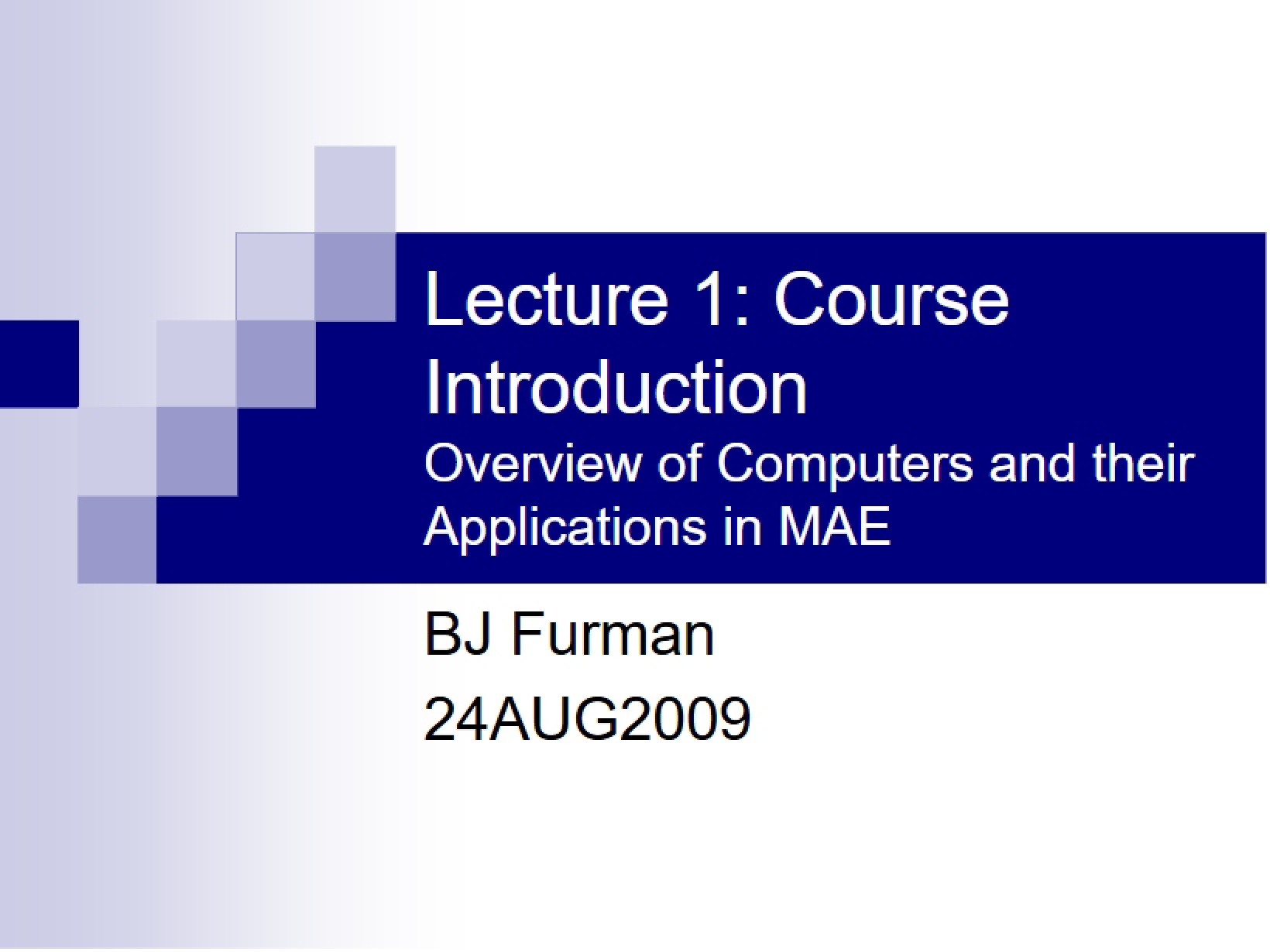 First Lecture Notes
