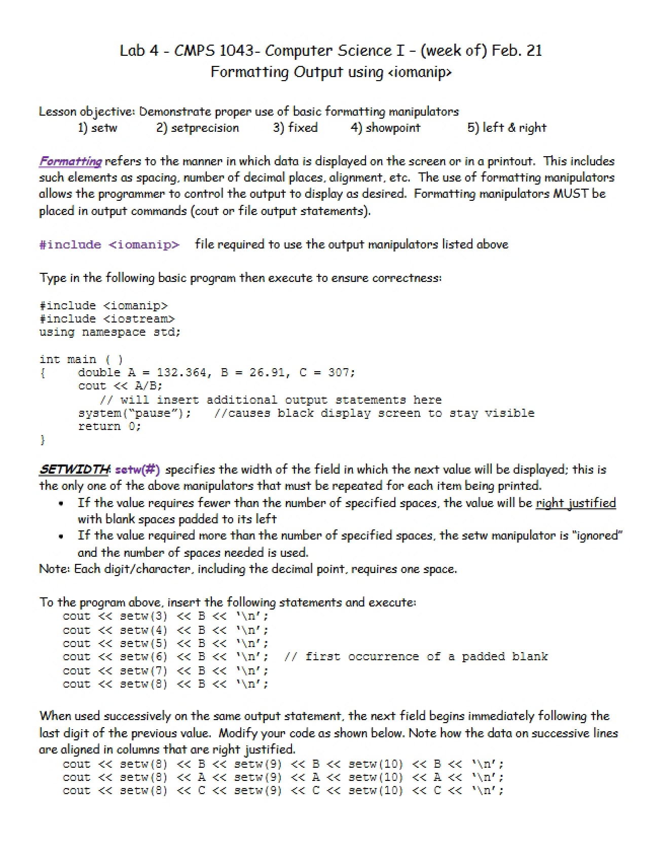 Output Format Techniques