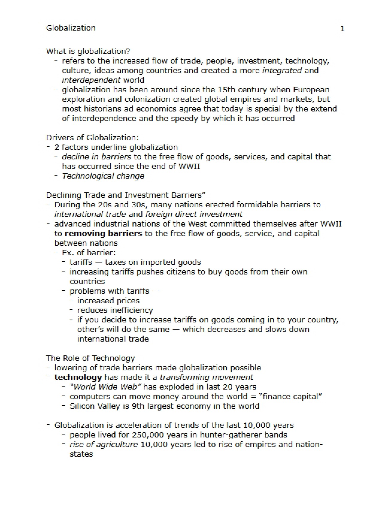 Concepts of Globalization