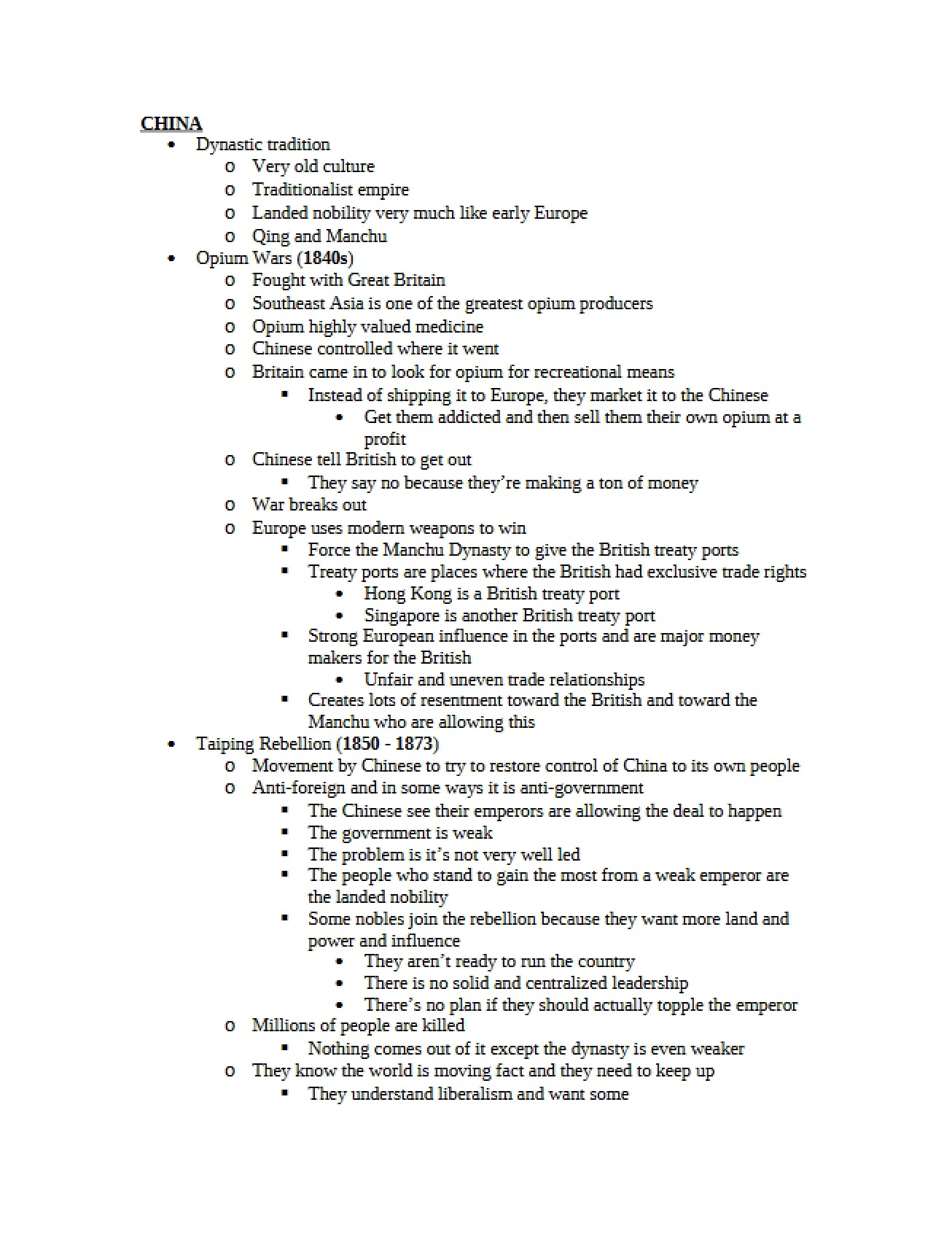 Modern World History Notes