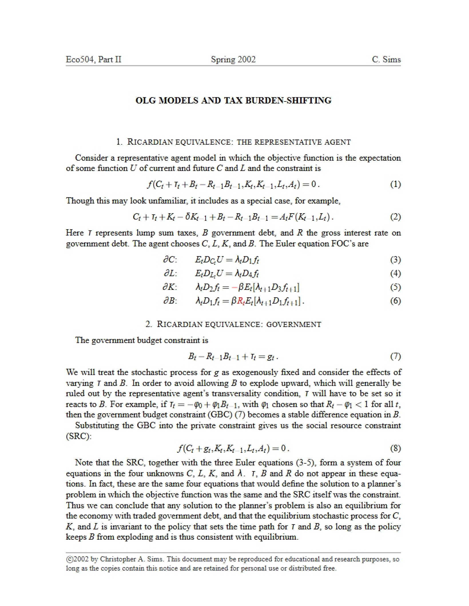 Tax Burden Shifting and OLG Models