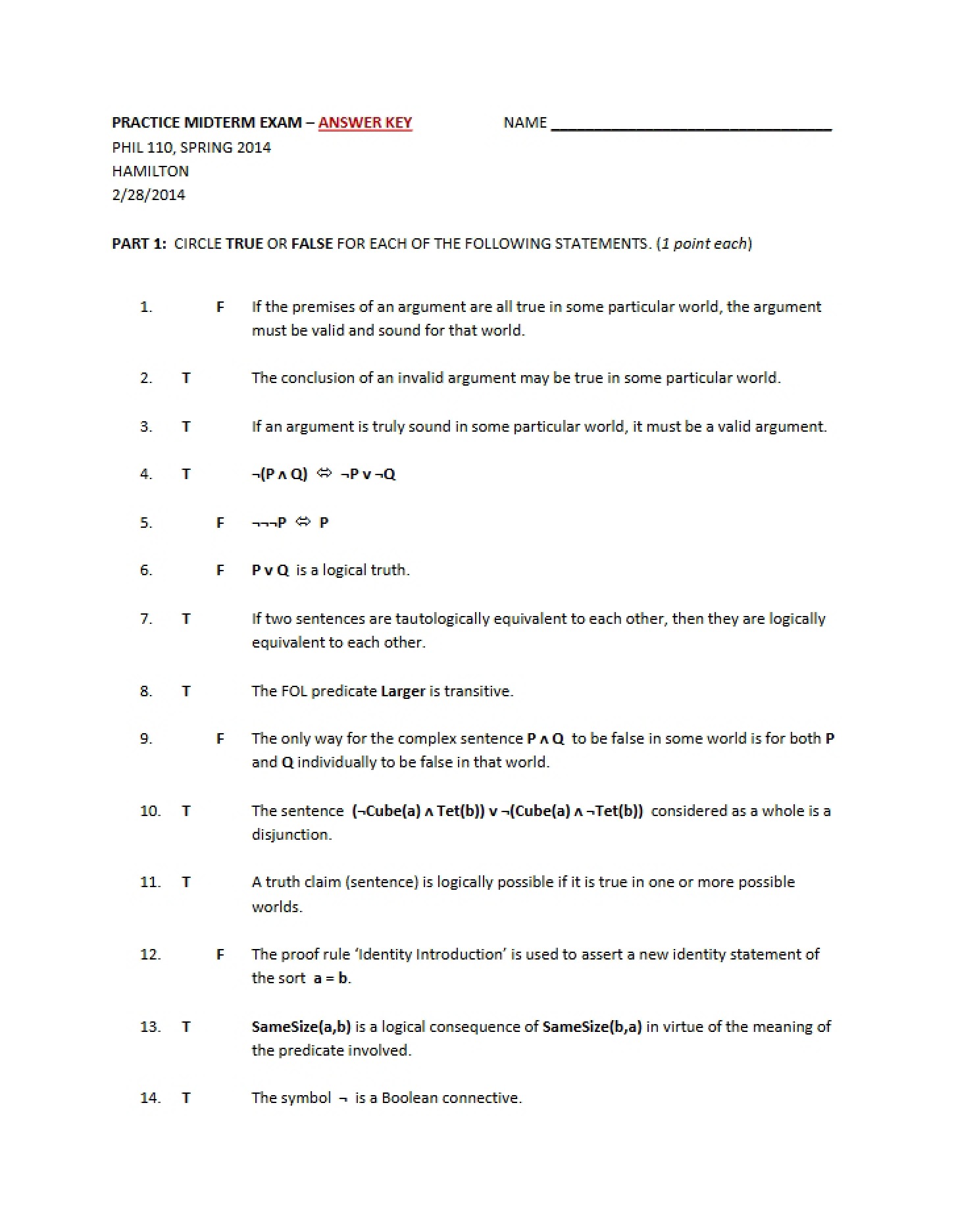 Answer Key for Practice Midterm (PDF)