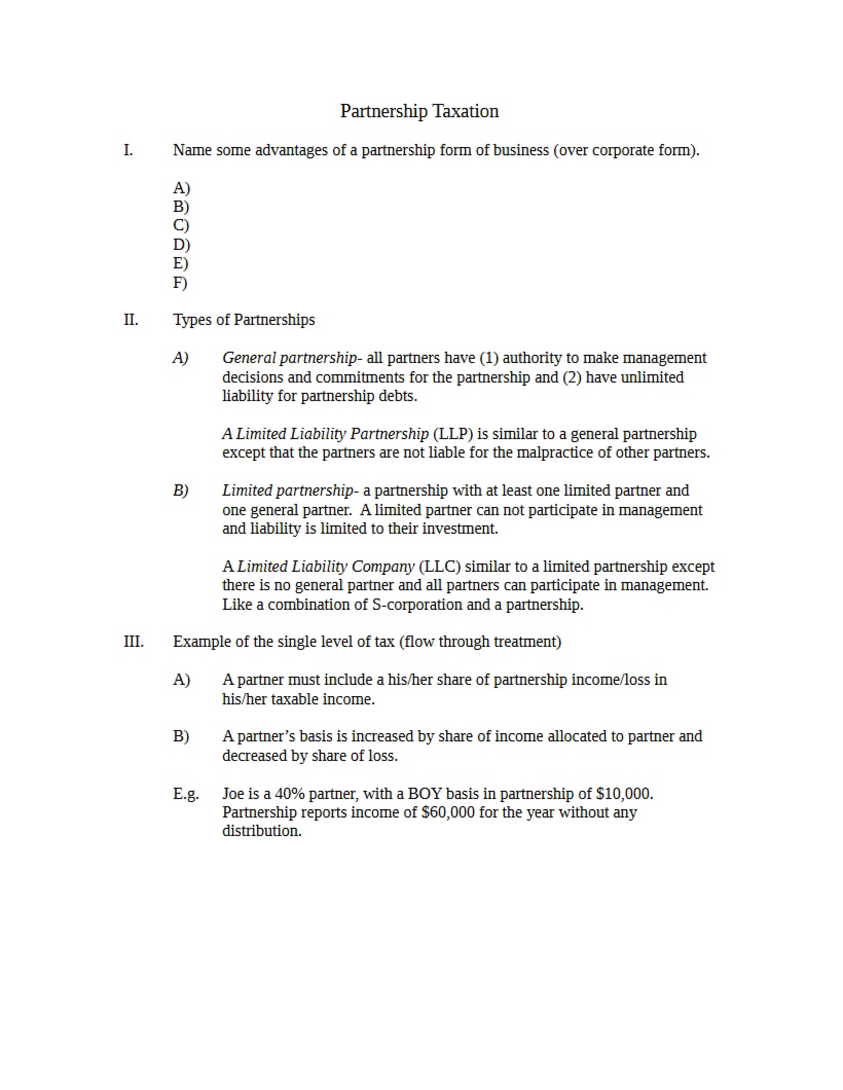 Taxation of Partnerships