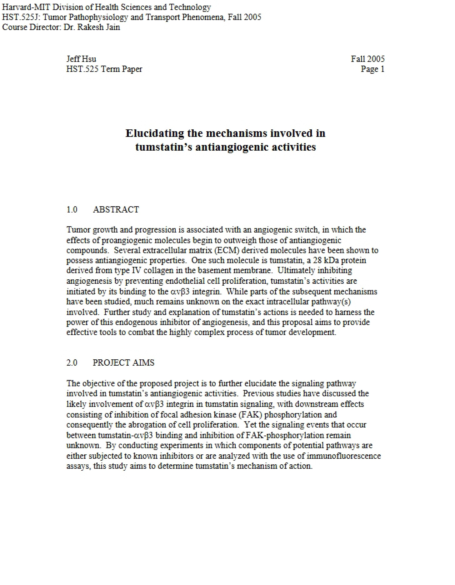 Tumstatin Antiangiogenic Mechanisms Elucidation