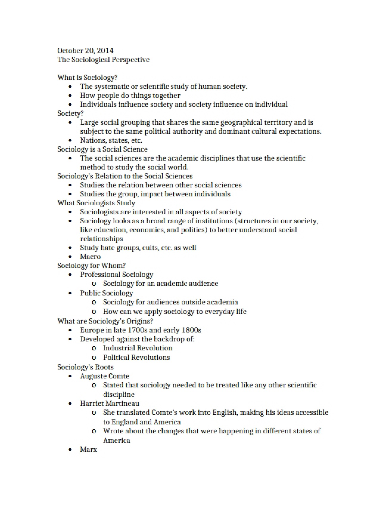 Perspective of Sociology