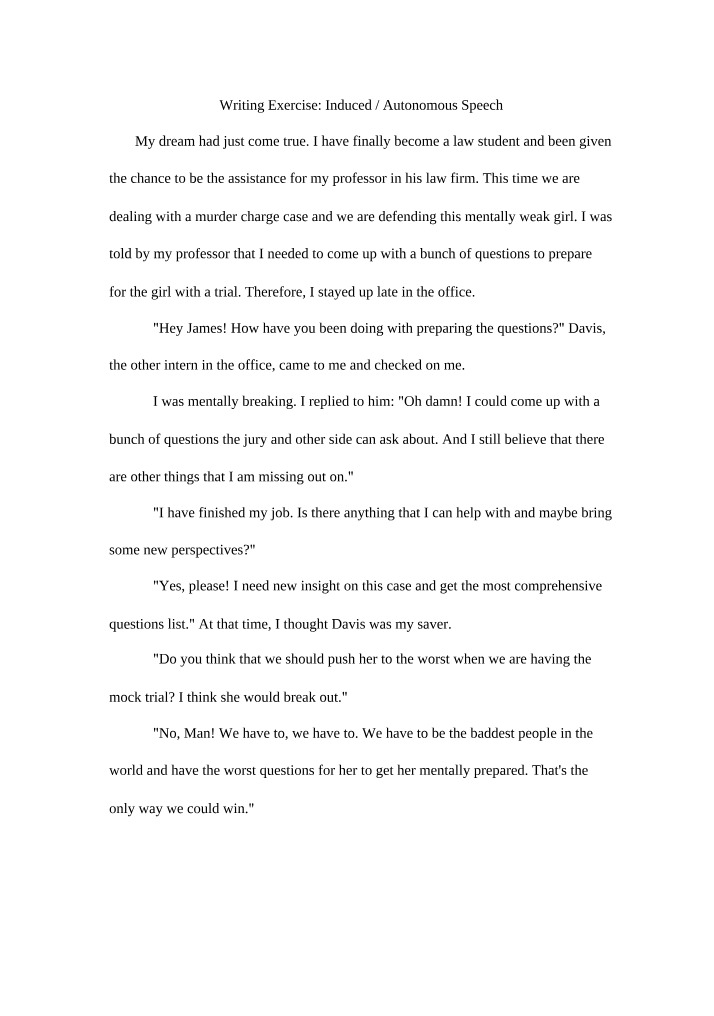 Autonomous Speech Writing Exercise