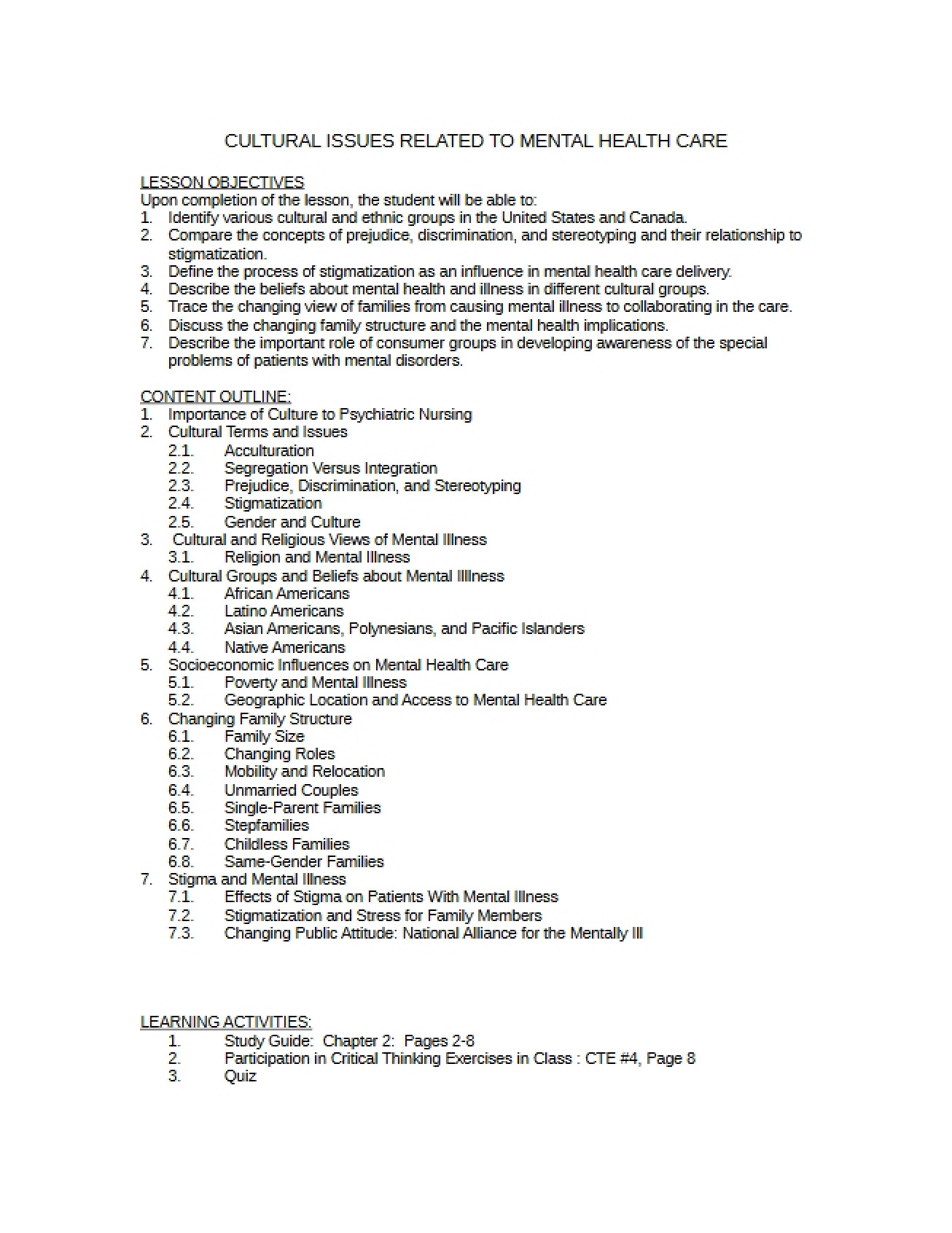 Mental Health Care Cultural Issues (8-04)