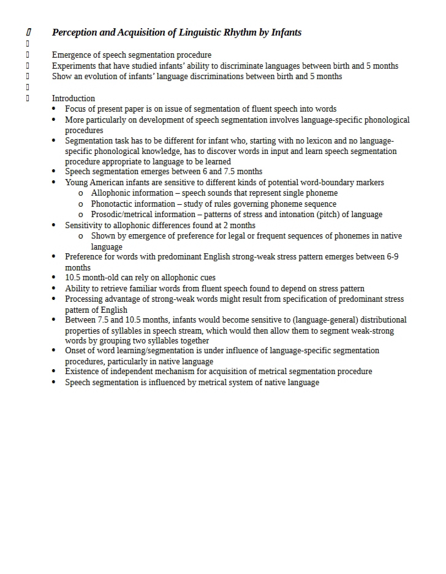 Reading Notes SLHS 2204 Quiz 2