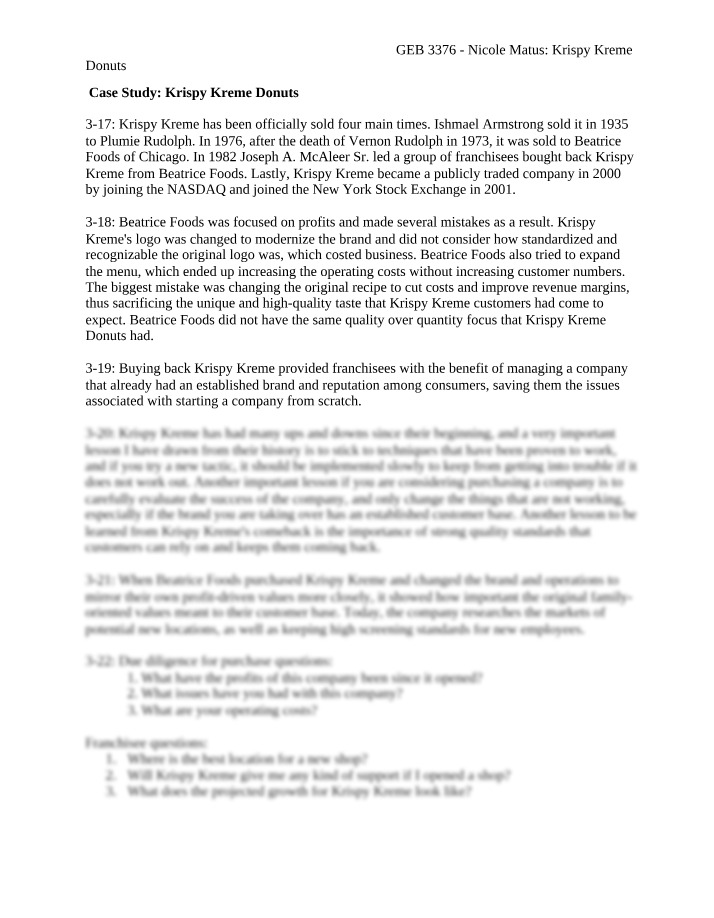 Case Study - Krispy Kreme