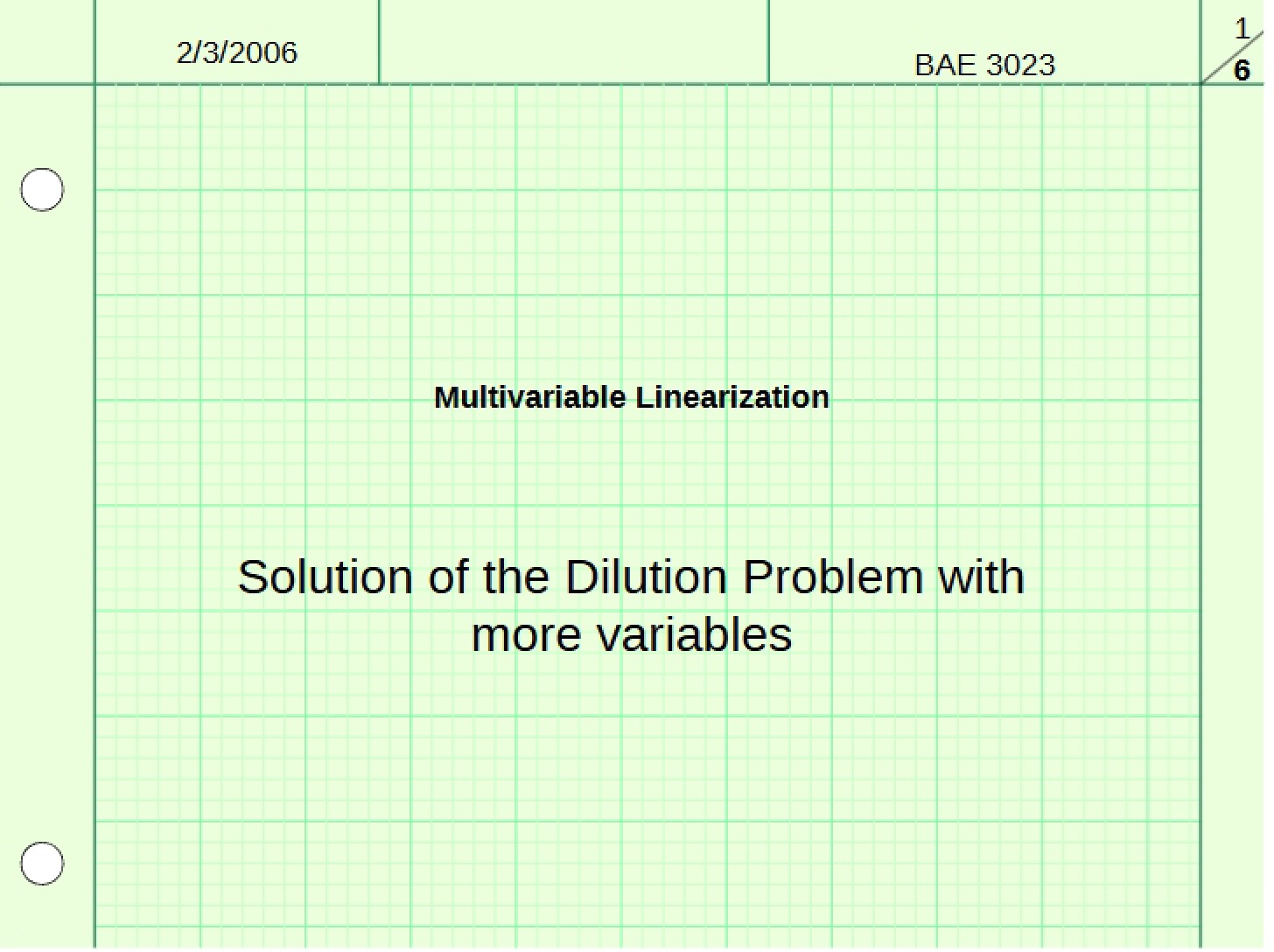 Dilution Problem Solution with Multiple Variables