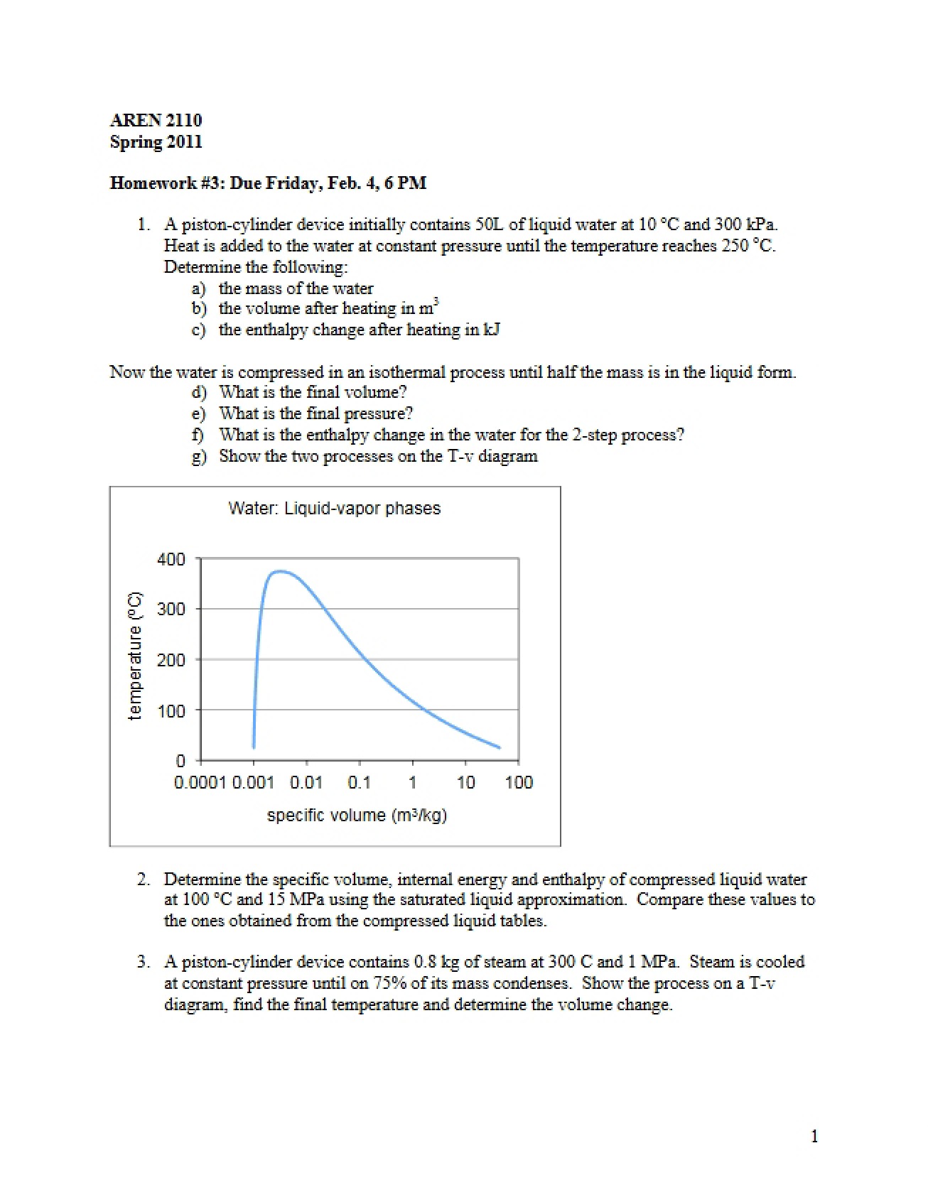Third Homework Assignment for Thermodynamics