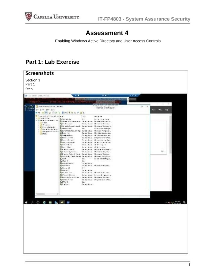 Lab Exercise - Windows Active Directory and Access Controls