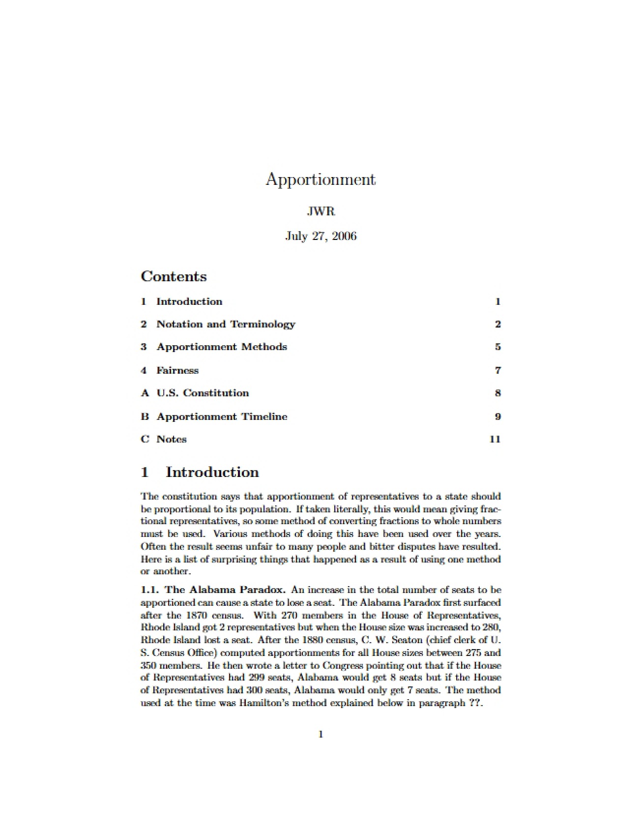 Methods of Apportionment