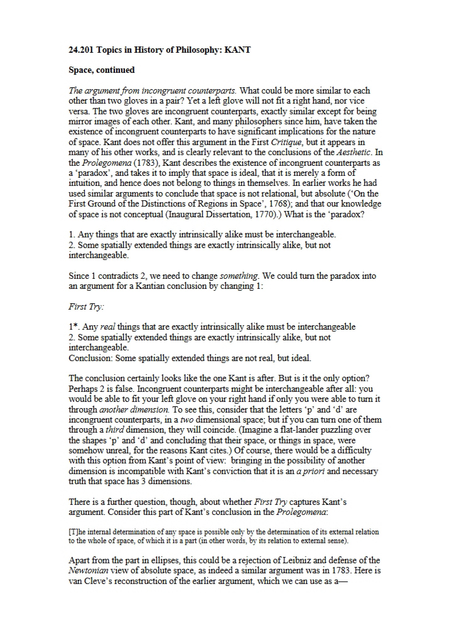 Notes on Kant