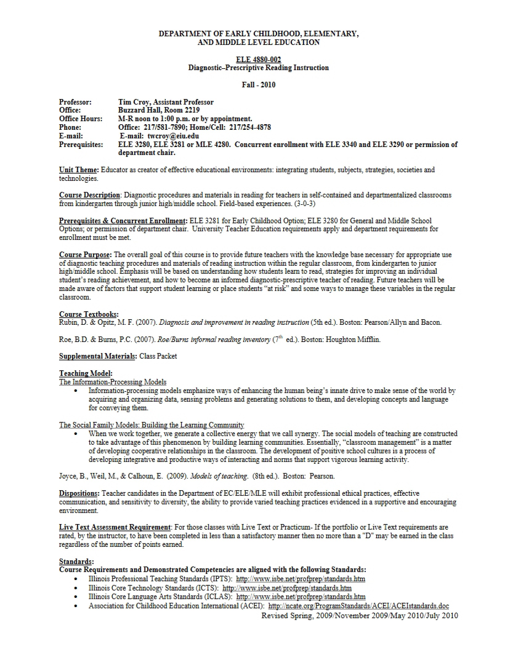 Syllabus - 12 Pages