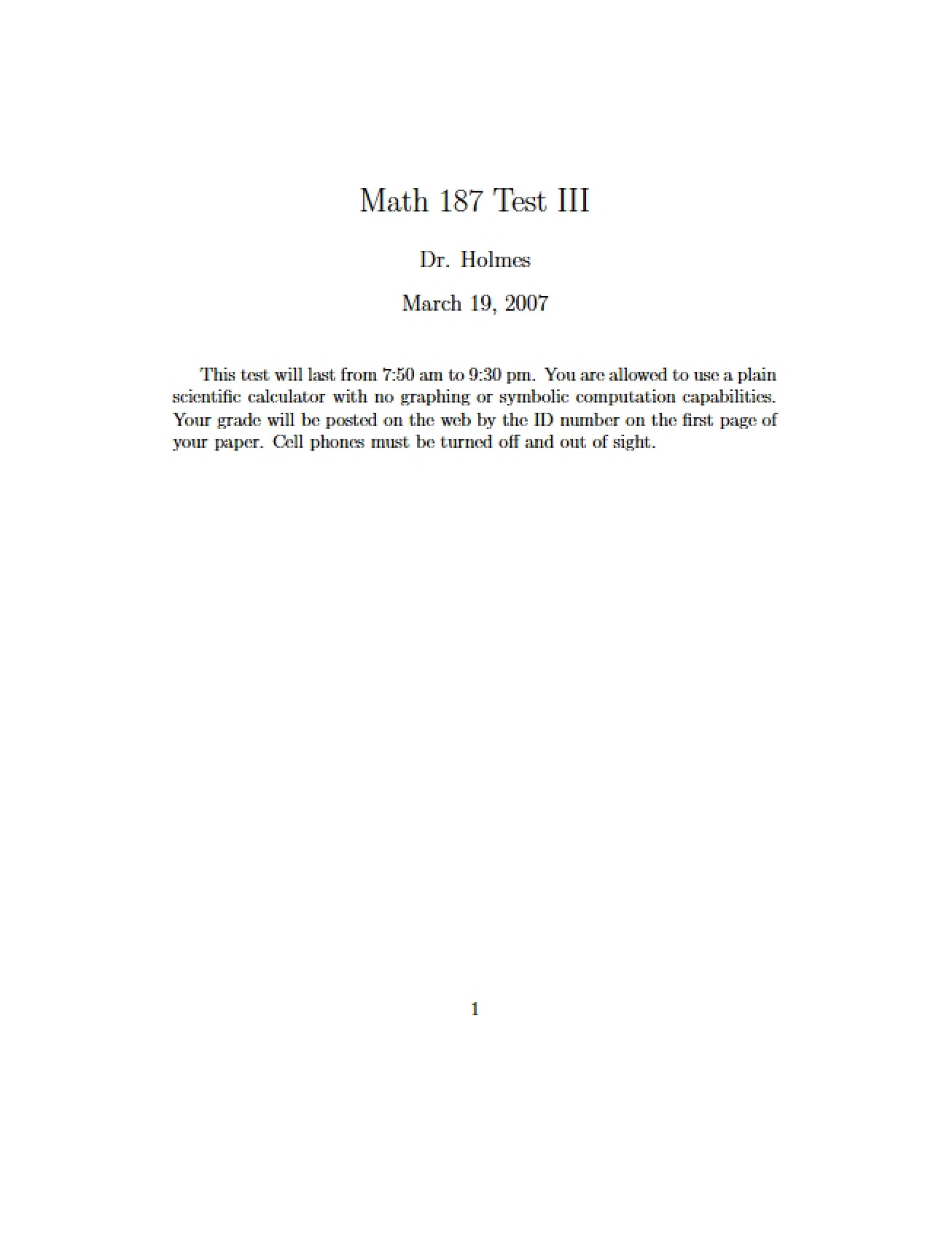Third Test for Discrete Mathematics