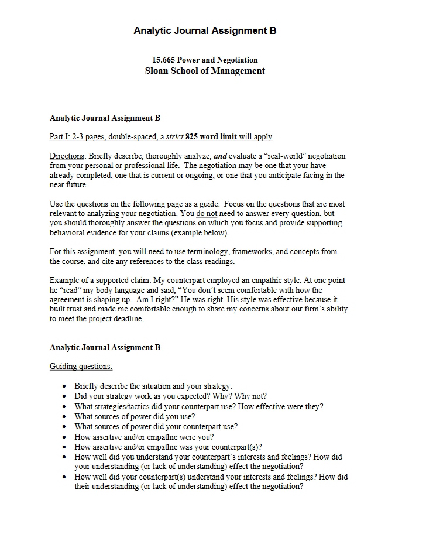 Assignment B Analytic Journal