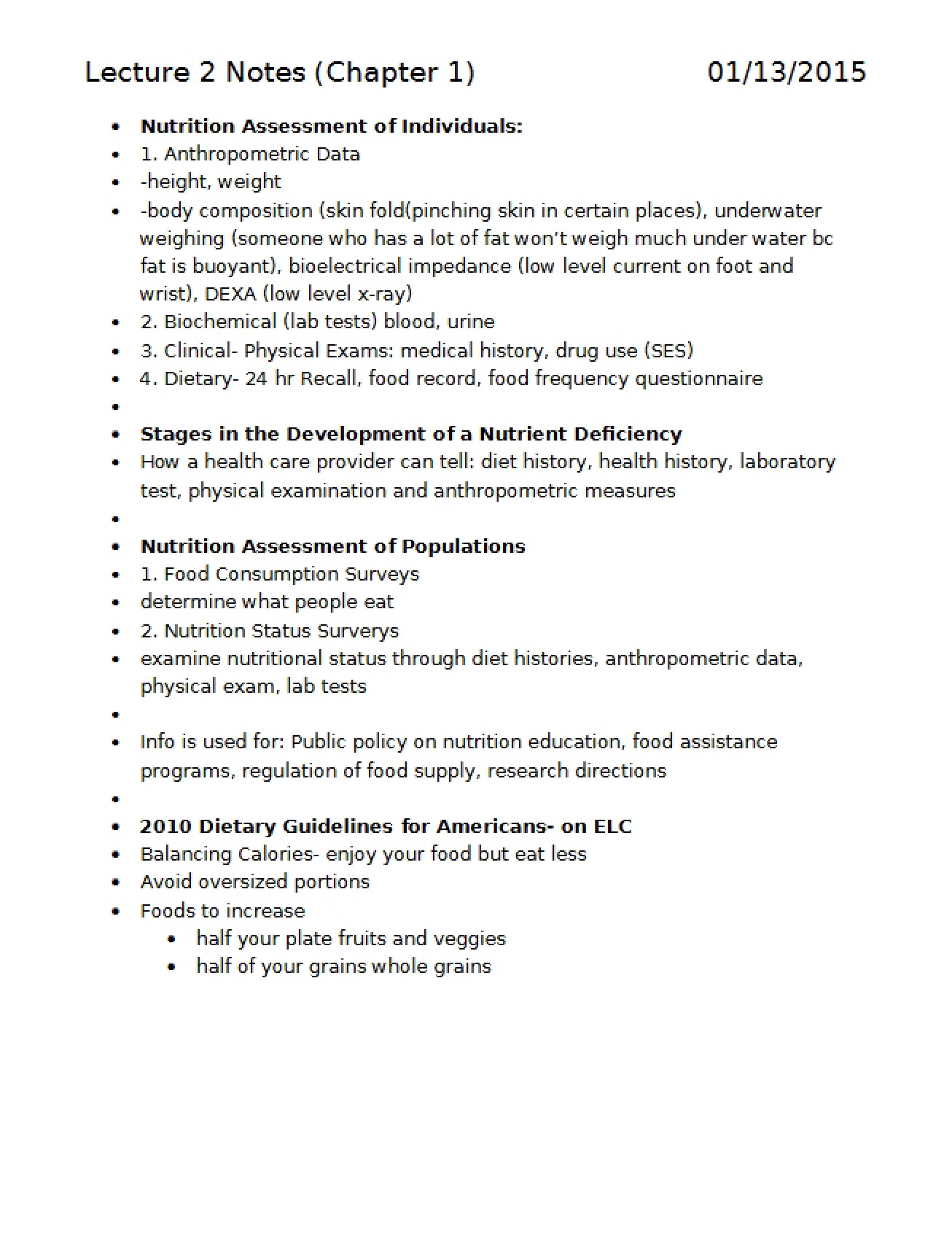 Notes from Lecture 2