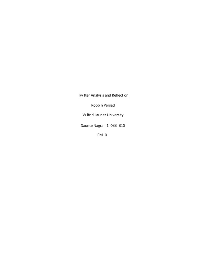 Twitter Reflection and Analysis