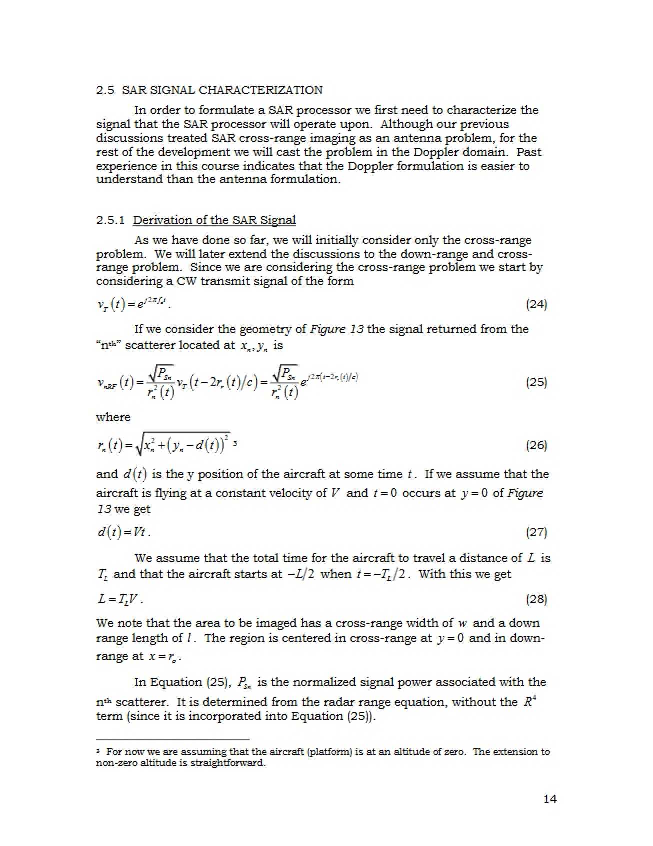 Signal Characterization for SAR
