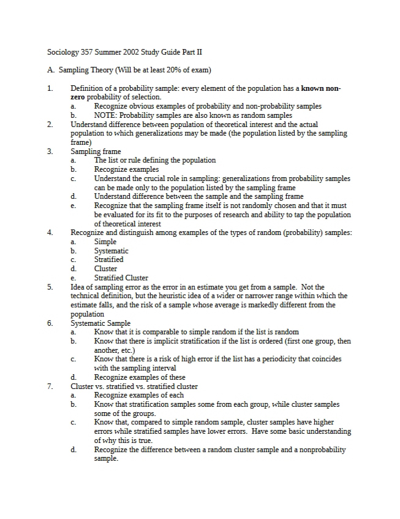 Guide for Study Part Two