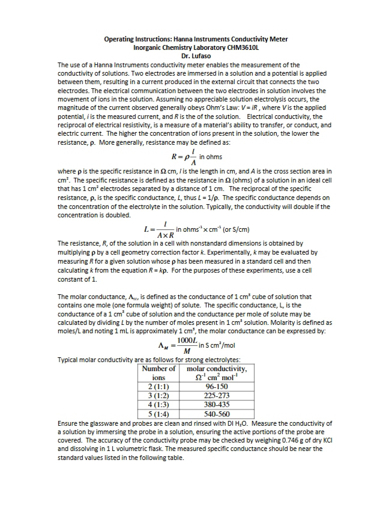 Notes for Inorganic Lab