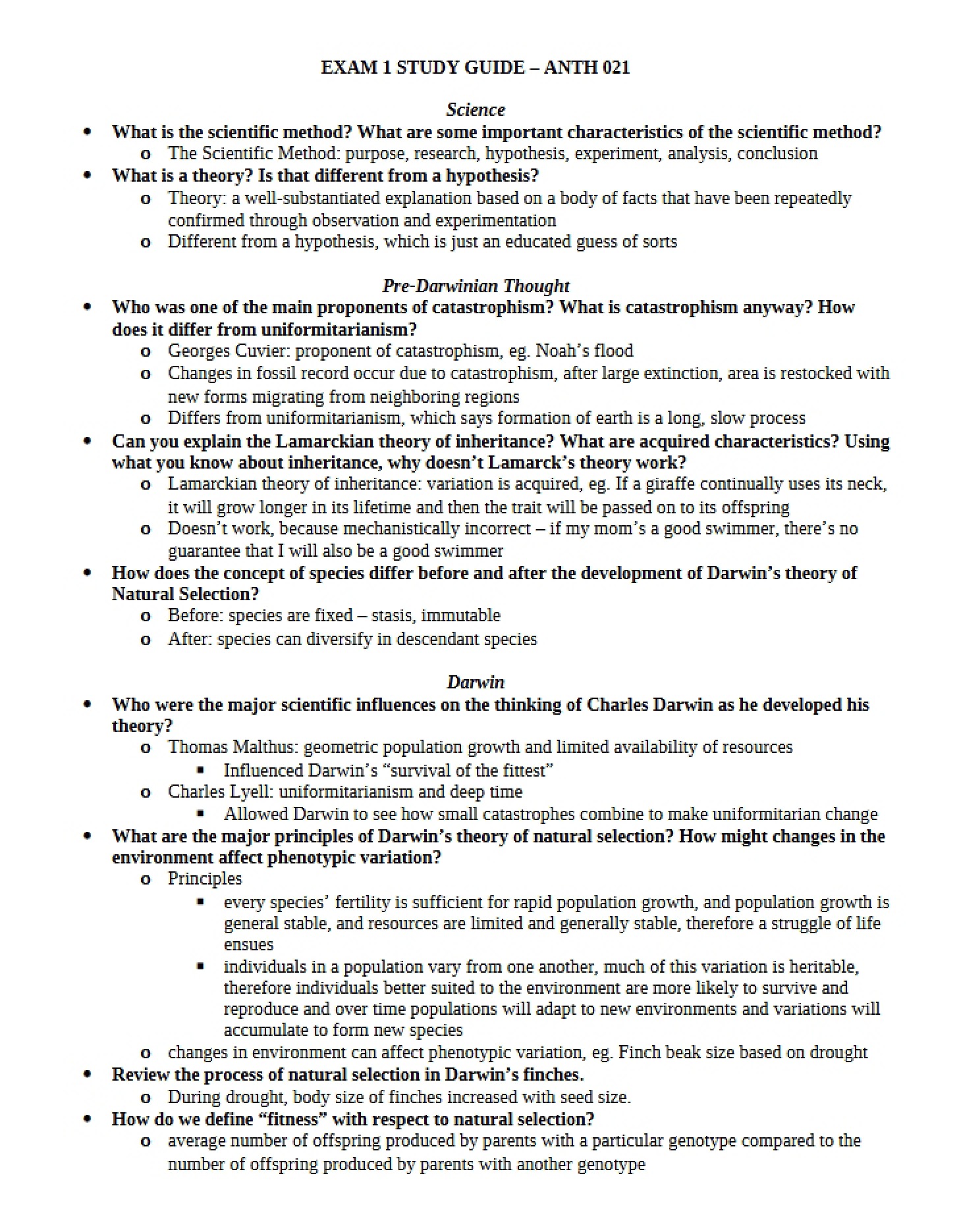 Preparation Manual for First Exam