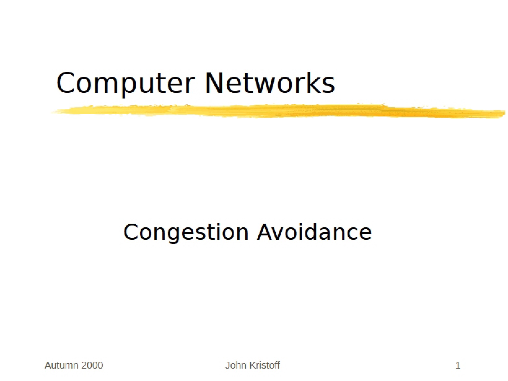 Avoidance of Congestion