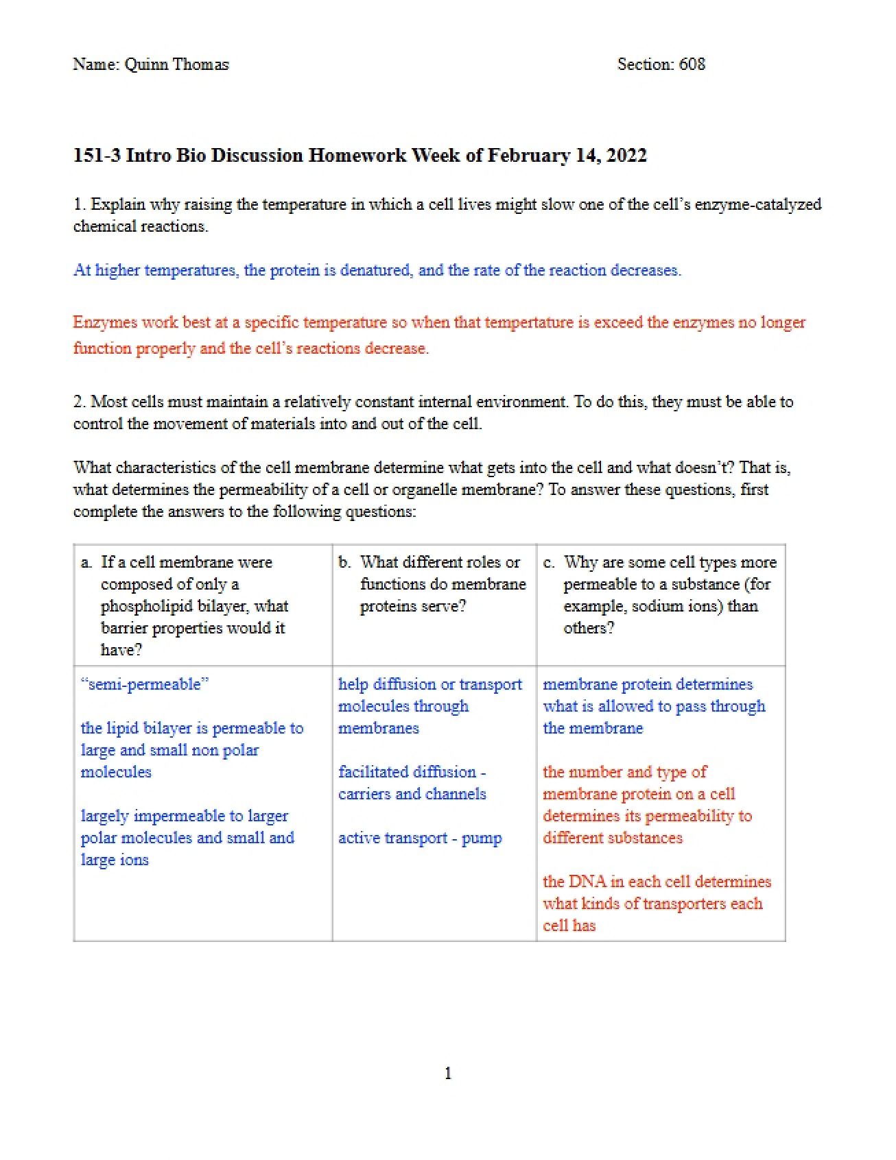 Third Biology Discussion Assignment