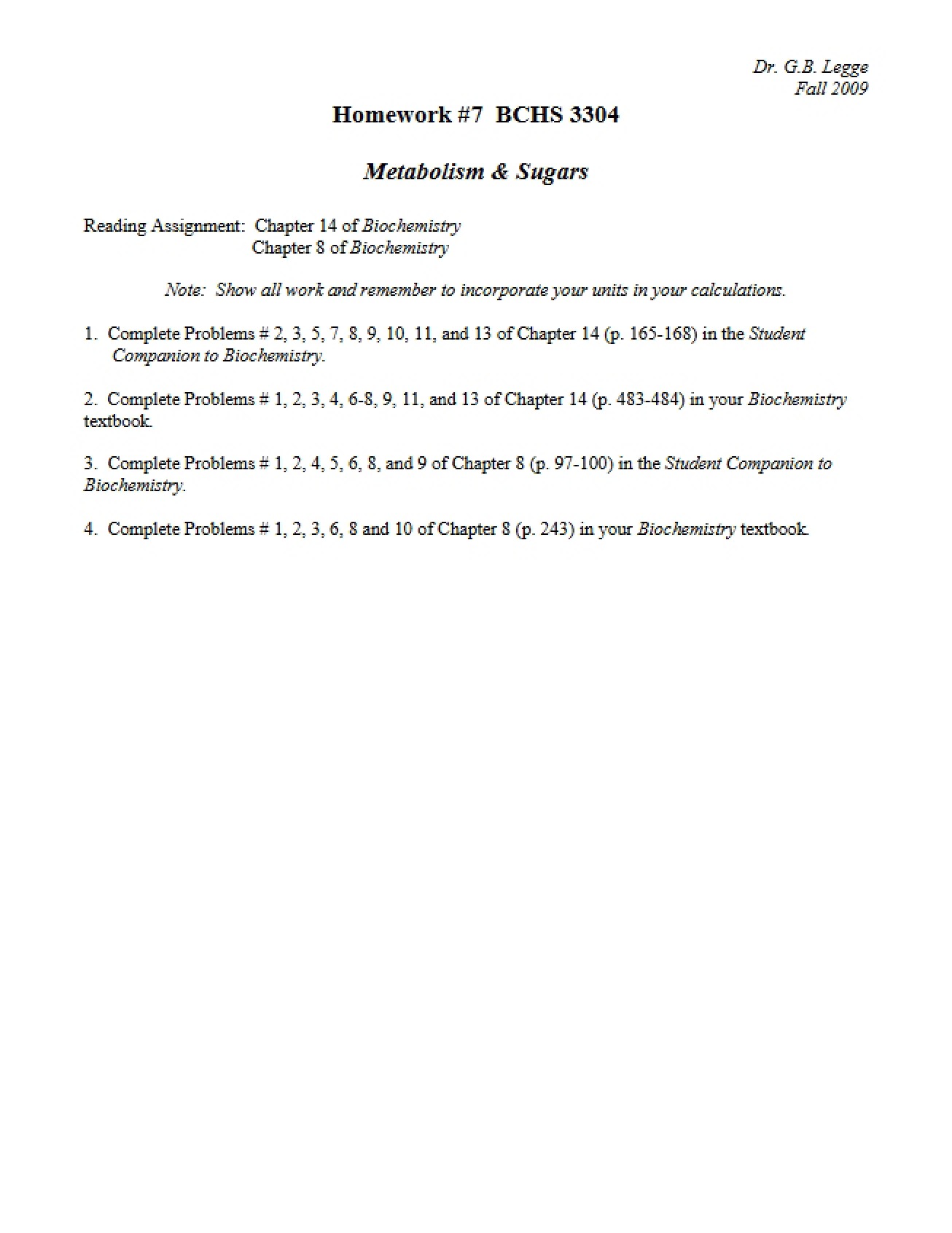 Seventh Homework Assignment