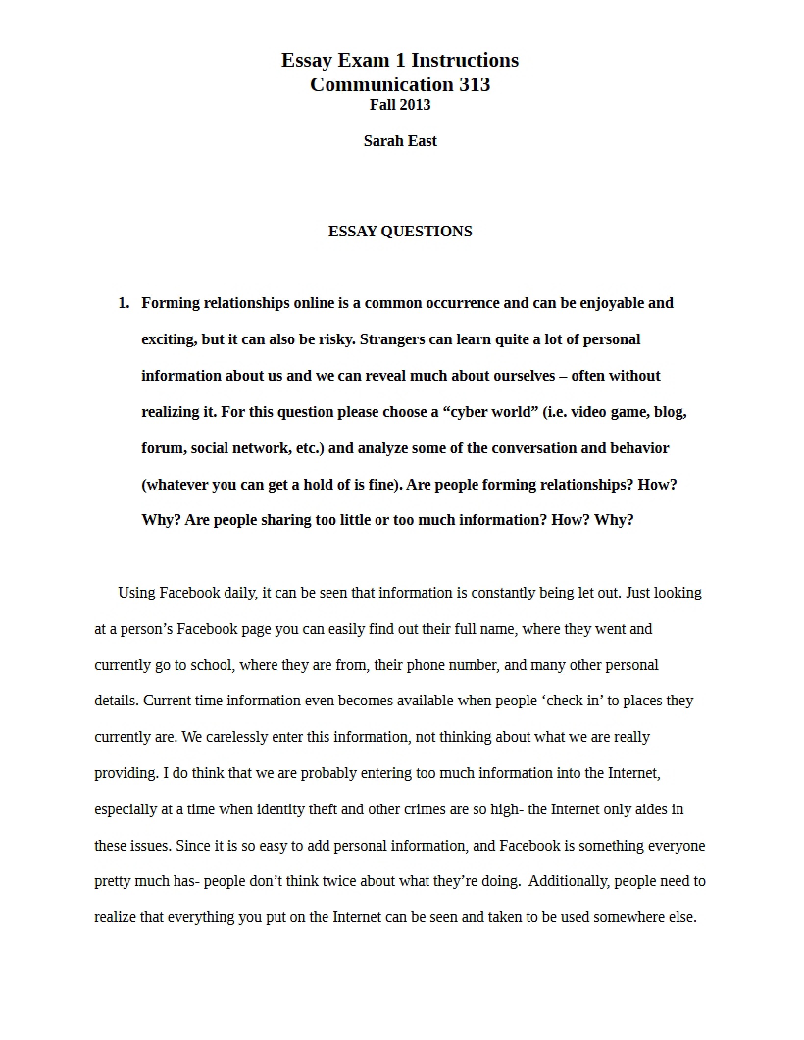 Second Essay Examination