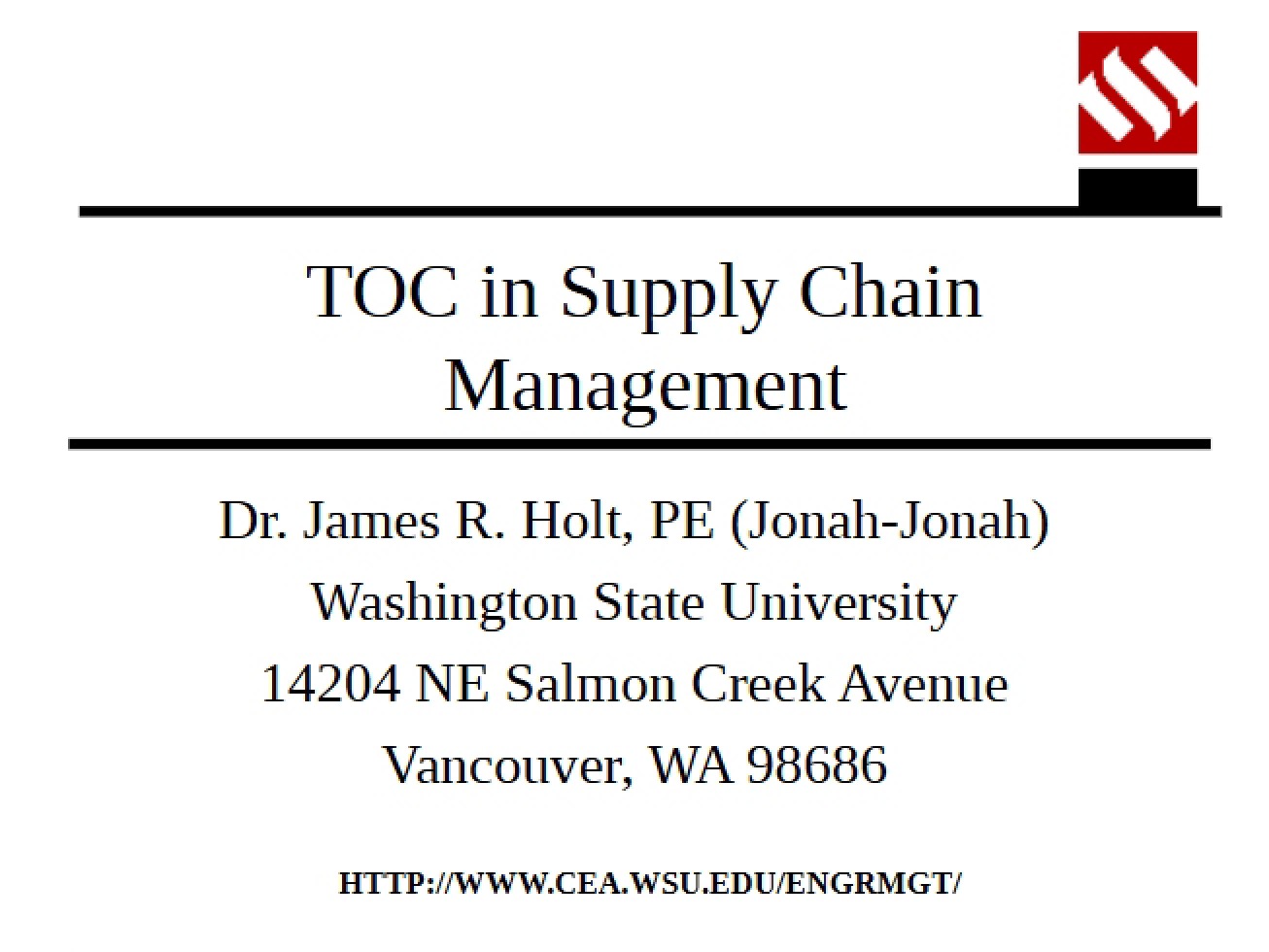Management of Supply Chains