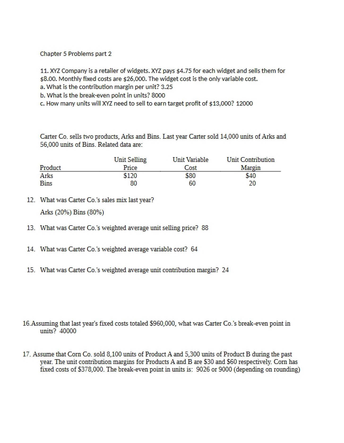 Problems with Answers Part 2 (Chapter 5)