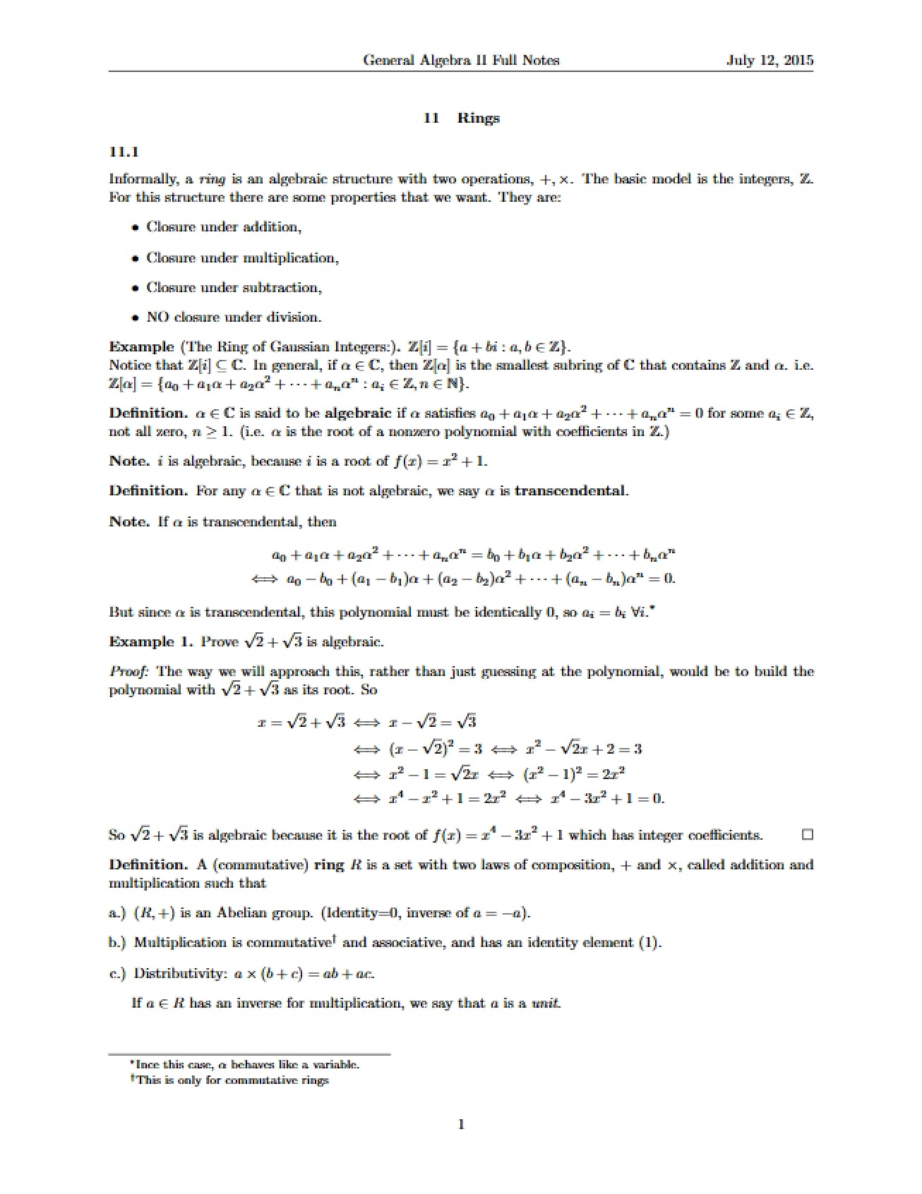 Fundamental Concepts of Rings