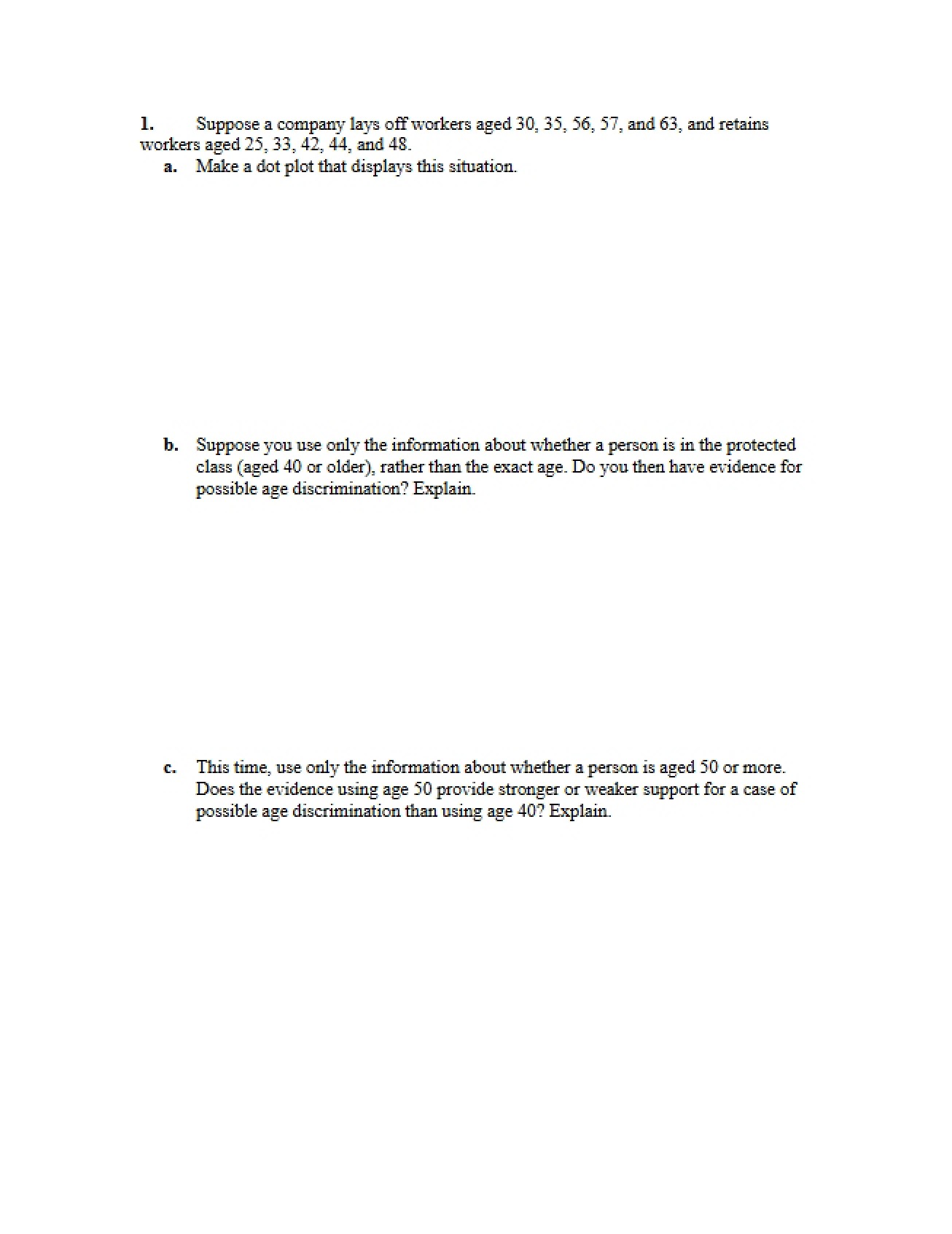 Sample Exam One Statistics