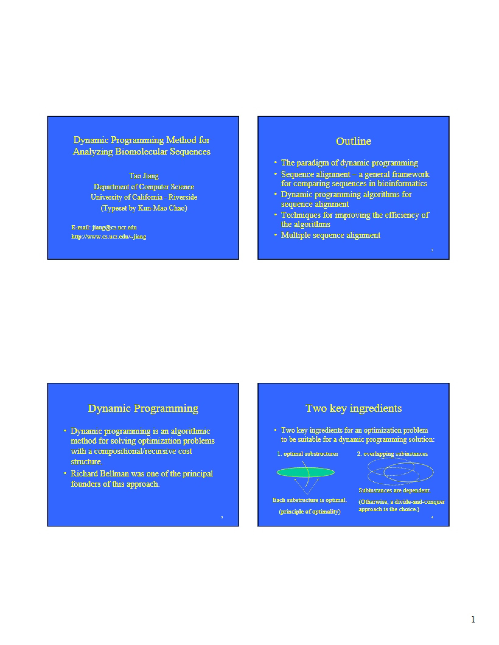 Computational Biology Lecture Notes