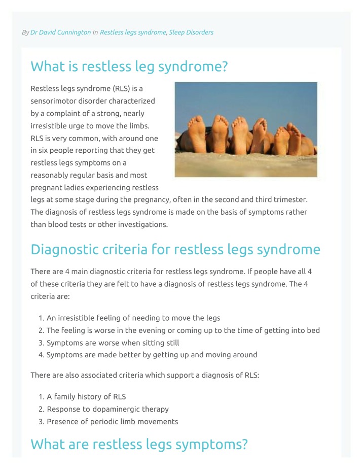 What is Restless Legs Syndrome (Sleephub)