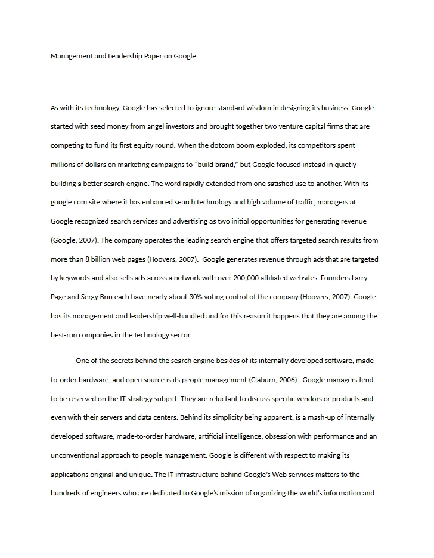 Google Paper on Leadership and Management