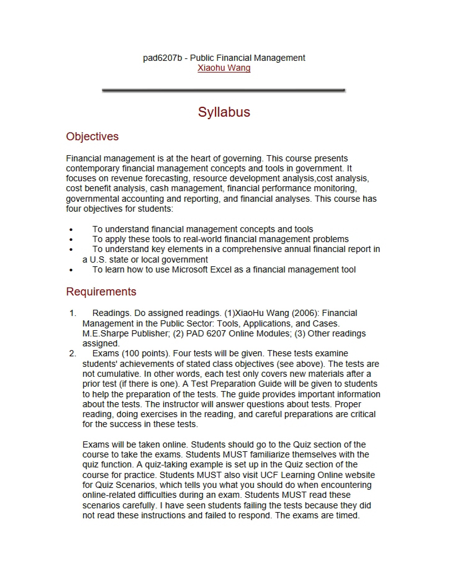 Public Financial Management Course Materials