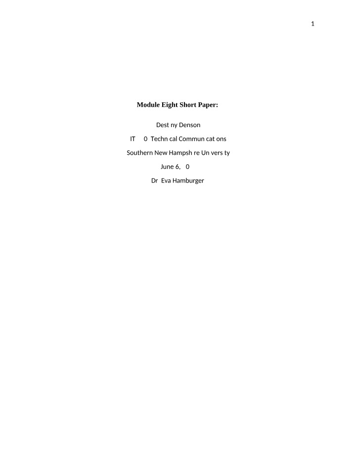 Short Paper - Module Eight