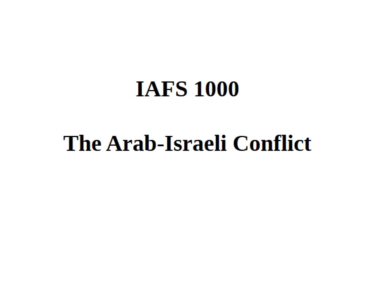 Arab-Israeli Conflict