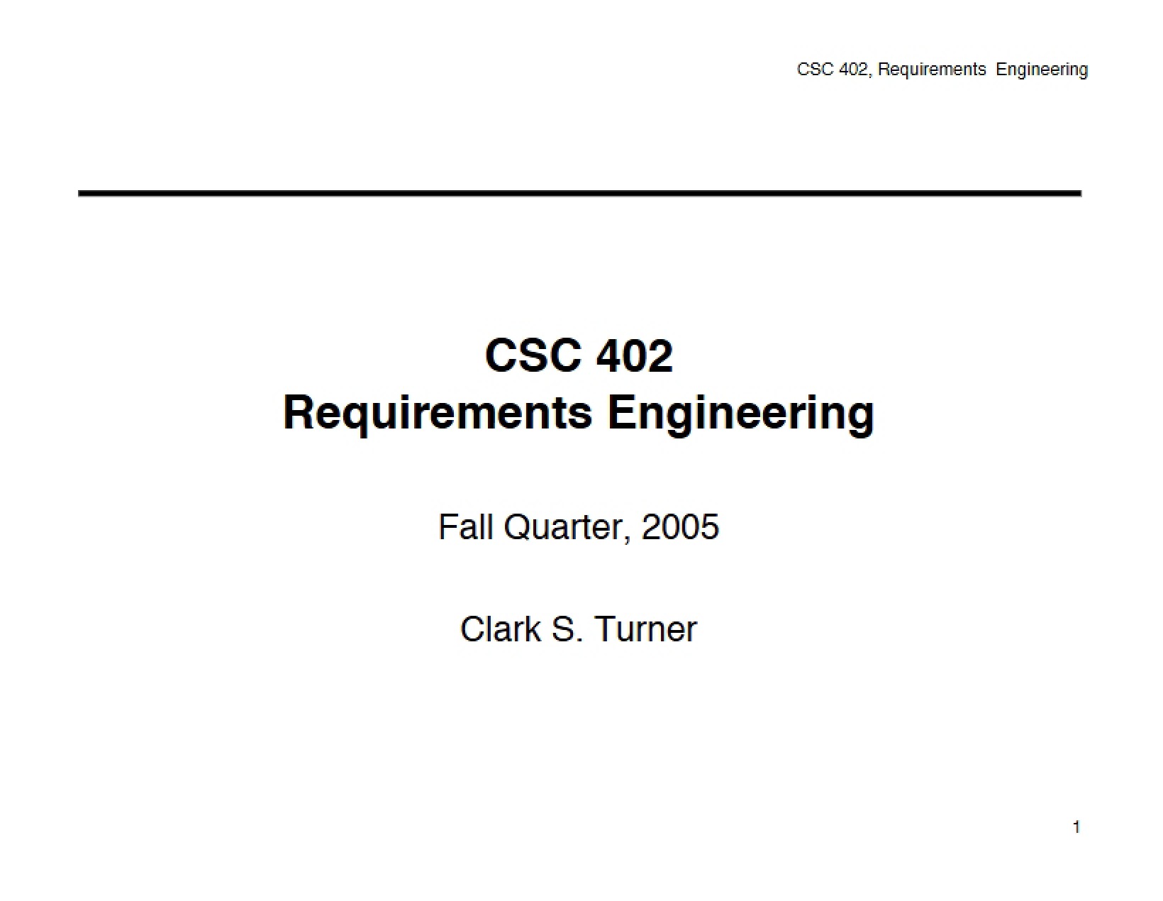 Lecture One Software Requirements