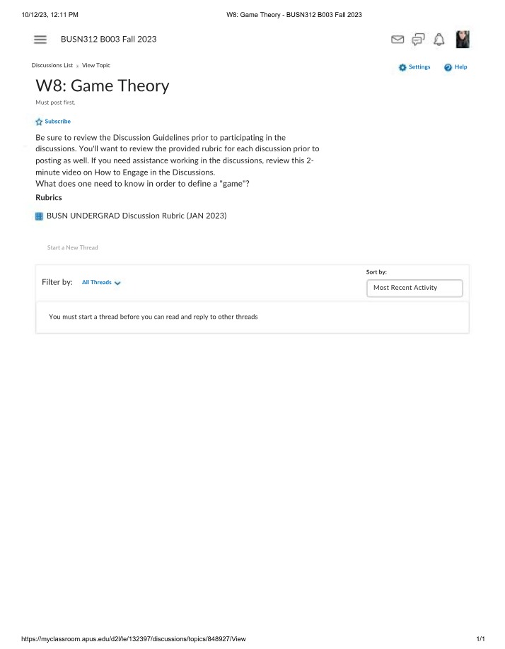 Game Theory - Week 8
