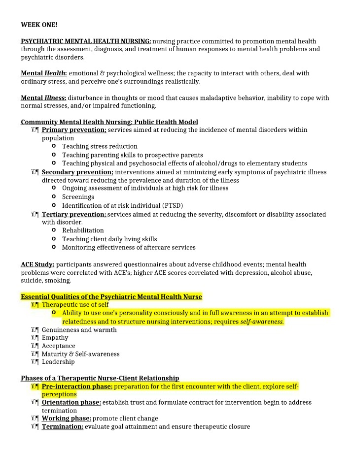 Psychiatric Mental Health Nursing - Assessment