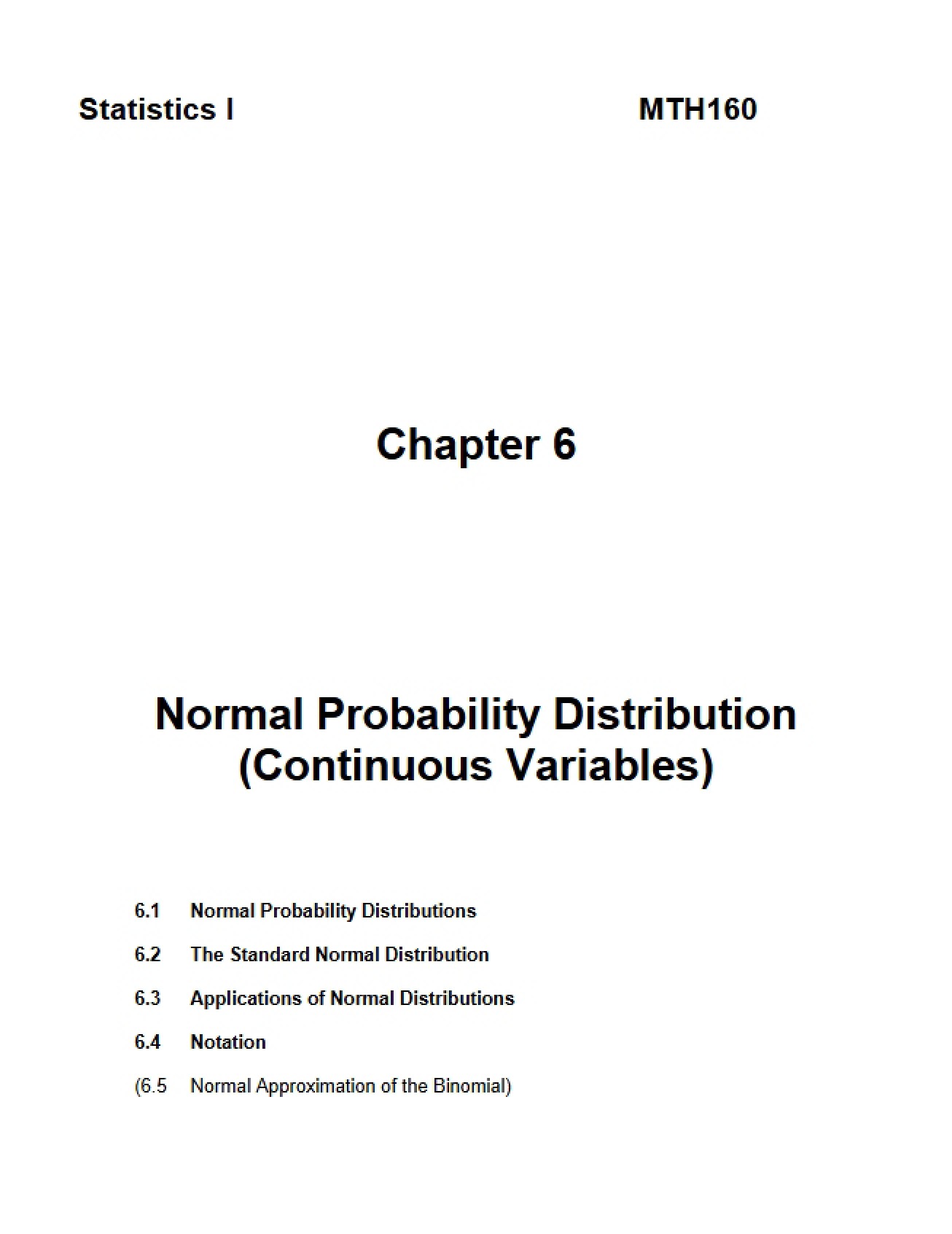 Distribution of Normal Probability