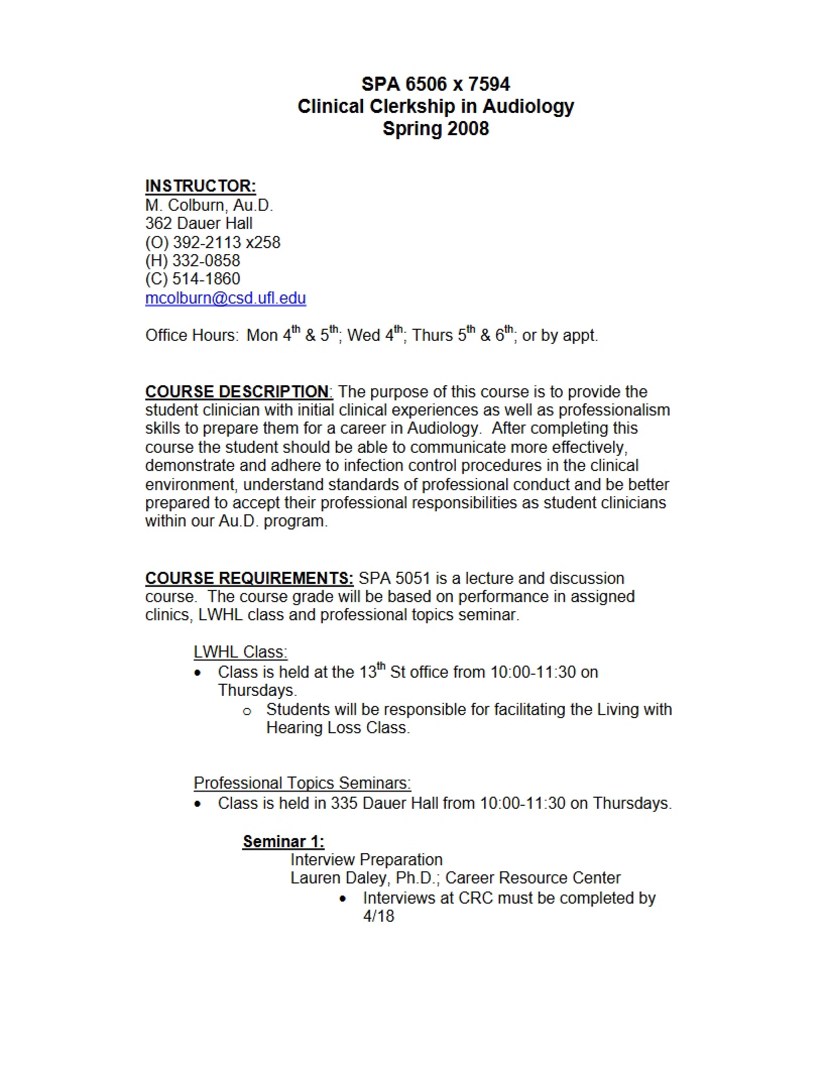 Audiology Clinical Clerkship