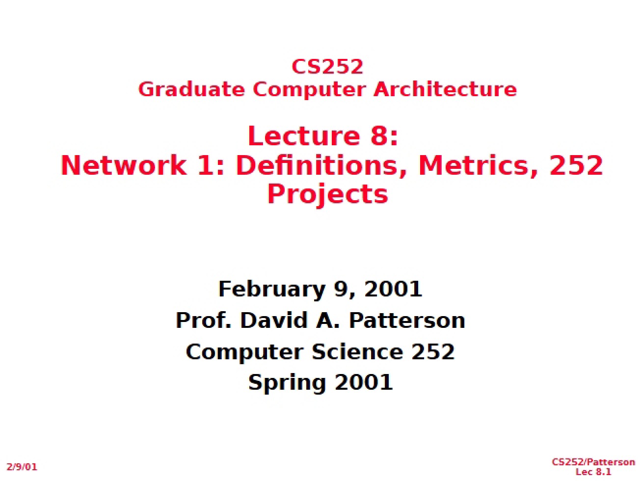 Network 1 Projects, Metrics, Definitions