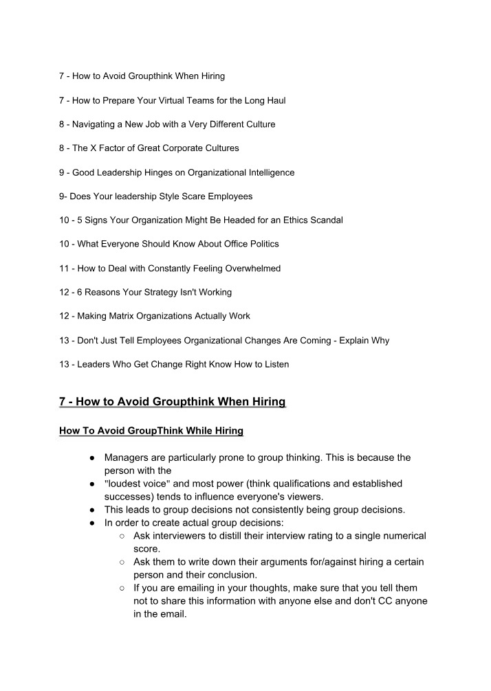 Decision Making Strategies - Avoiding Groupthink in Hiring