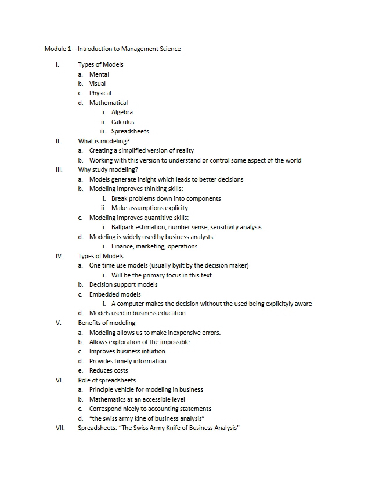 First Module Materials