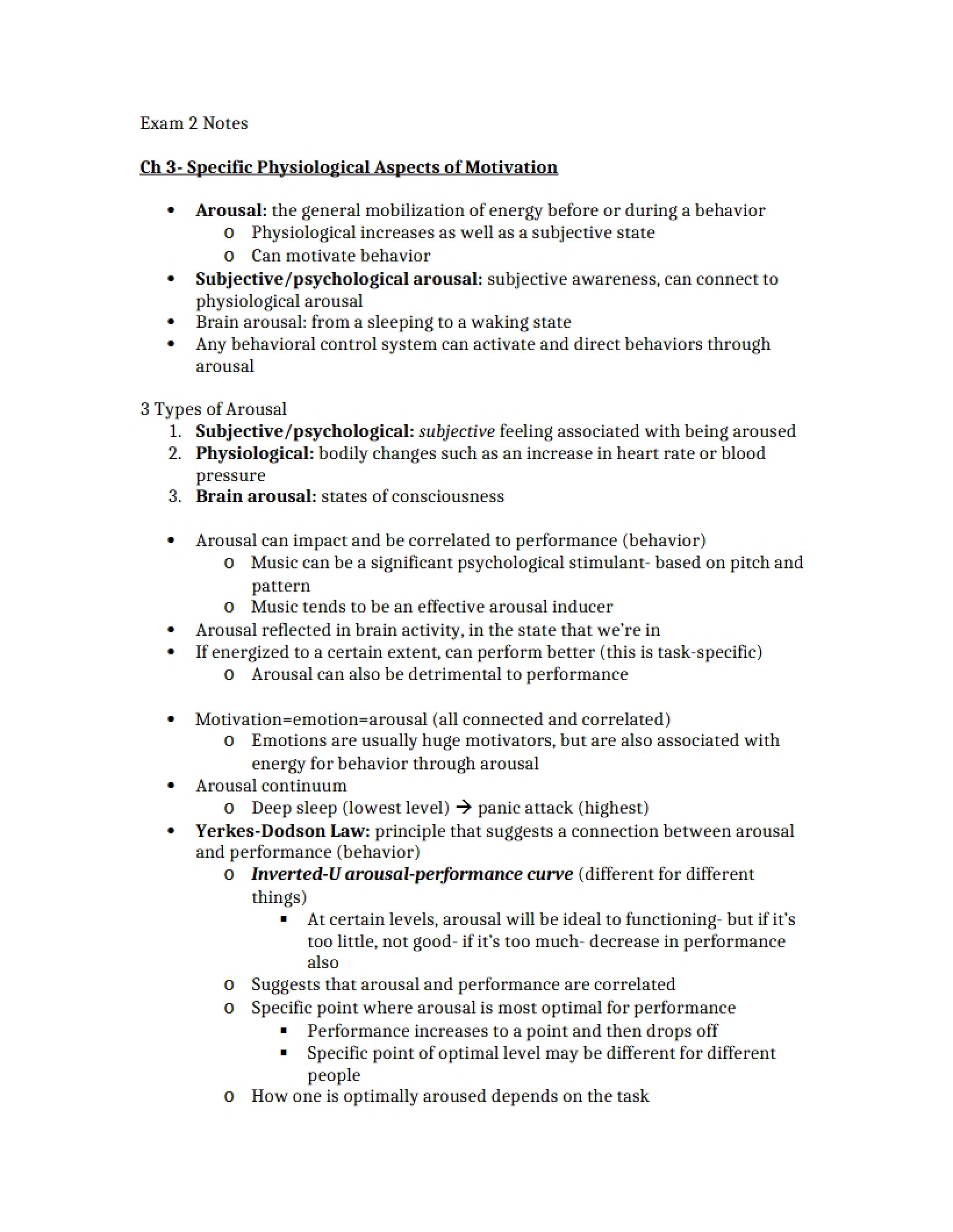 Motivation and Physiological Aspects